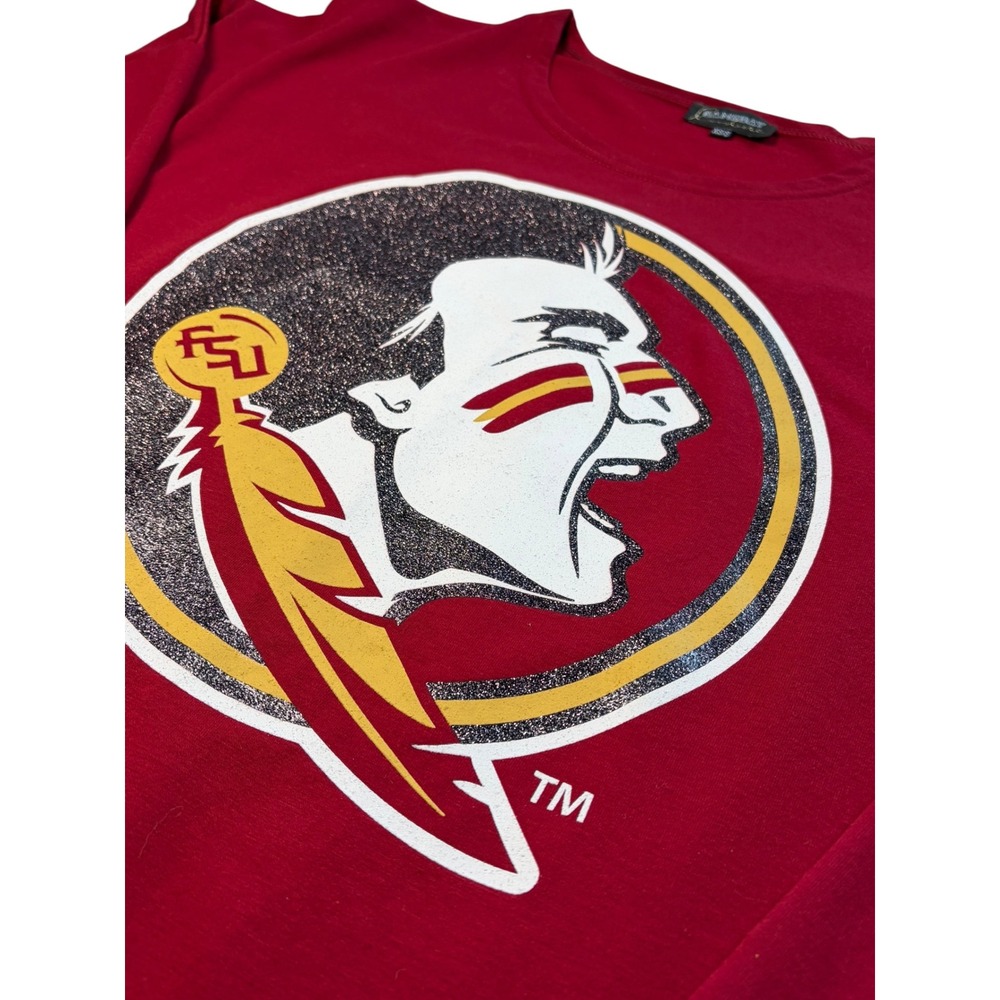 Gameday Couture FSU Florida State Seminoles Leopard Glitter Top XS/S Oversized - Picture 3 of 6